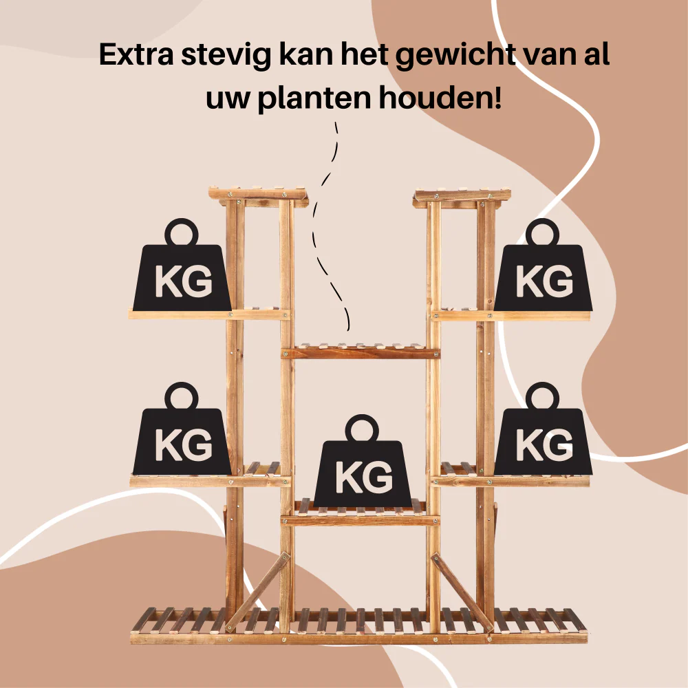 Plantenrek | Plantenrek Binnen | Plantenrek Buiten | 119 cm | Hout - Afbeelding 7