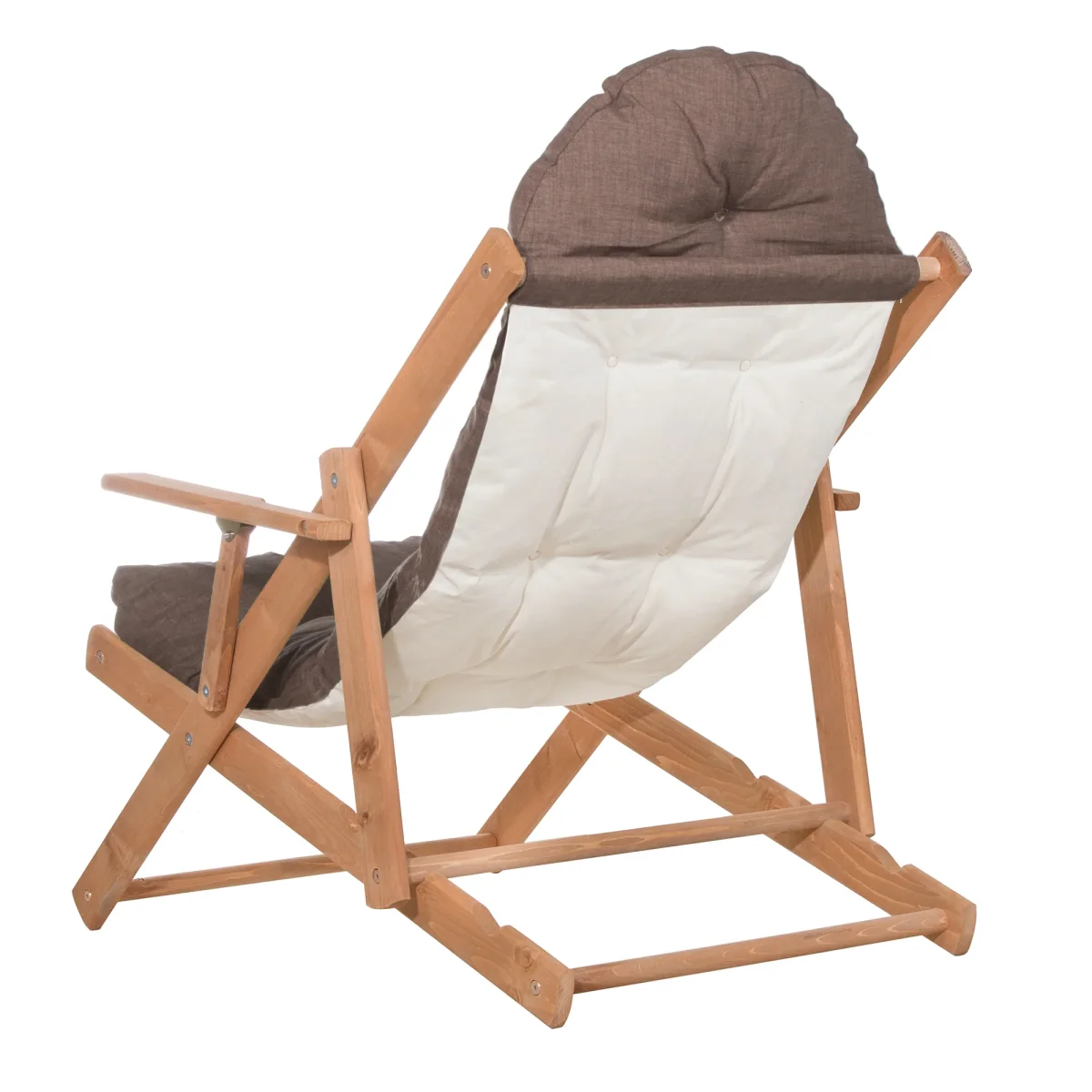Houten Ligstoel - Ligbed - Met Kussen - Verstelbaar - Weersbestendig - Bruin - Grenenhout - 90 x 71 x 103 Cm - Afbeelding 6