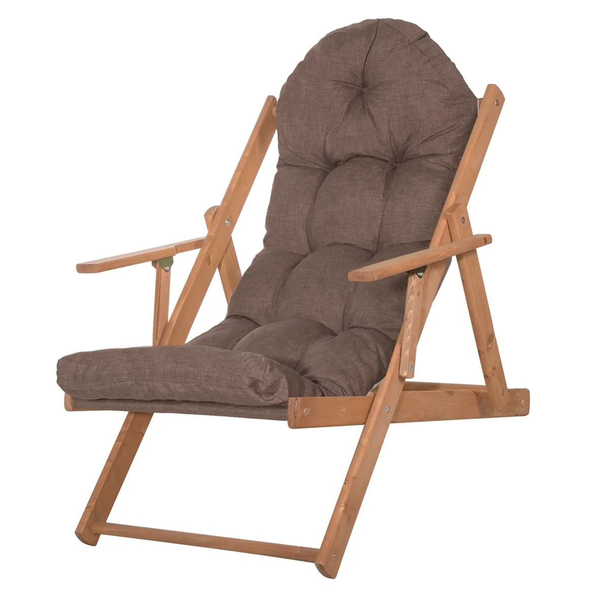 Houten Ligstoel - Ligbed - Met Kussen - Verstelbaar - Weersbestendig - Bruin - Grenenhout - 90 x 71 x 103 Cm - Afbeelding 8