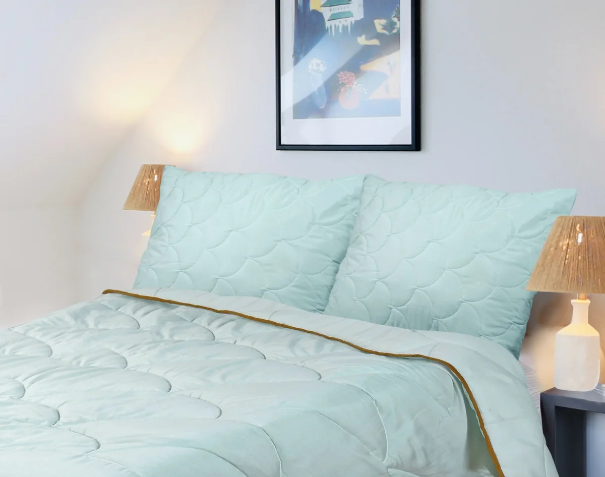 2-in-1 Dekbed - 160 x 200 cm - Seladongroen - Dekbed zonder overtrek - Anti Allergie & Ademend - All Year Dekbed - Zomerdekbed & Winterdekbed - Afbeelding 7